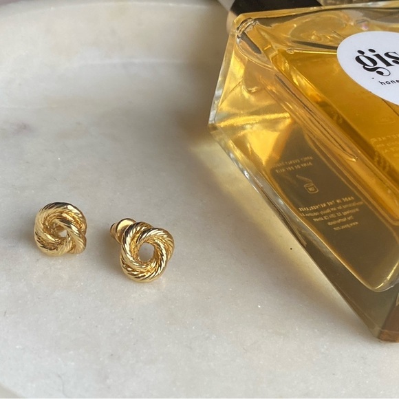 Tiny gold tone rope knot earrings for pierced ears - Picture 13 of 16